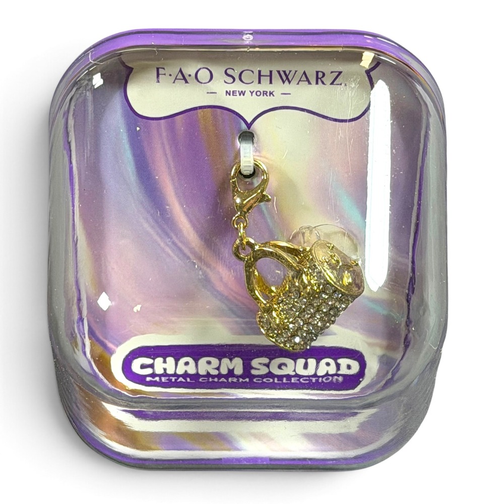 FAO Schwarz Charm Squad Gold Tone Crystal Handbag Metal Charm 1020921 New